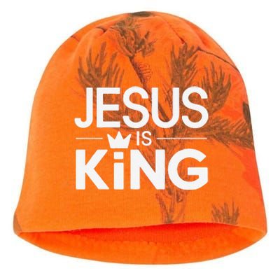 Christian Jesus Is King Design Crown Kati - Camo Knit Beanie