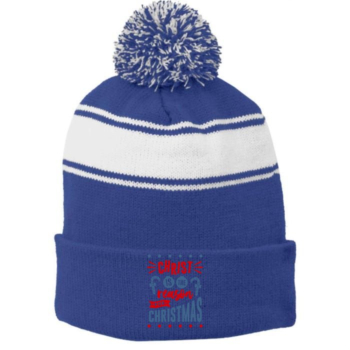 Christ Jesus Is The Reason For The Season Christmas Gift Stripe Pom Pom Beanie