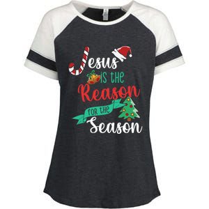 Christ Jesus Is The Reason For The Season Christmas Funny Gift Enza Ladies Jersey Colorblock Tee