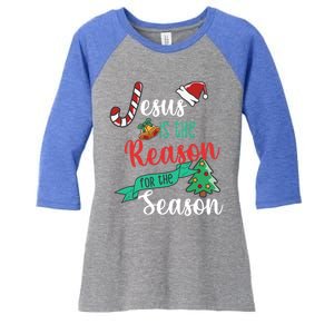 Christ Jesus Is The Reason For The Season Christmas Funny Gift Women's Tri-Blend 3/4-Sleeve Raglan Shirt