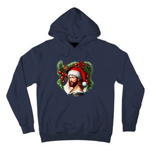 Christmas Jesus In Santa Hat Portrait Decorations Tall Hoodie