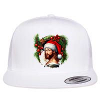 Christmas Jesus In Santa Hat Portrait Decorations Flatbill Hat