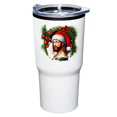 Christmas Jesus In Santa Hat Portrait Decorations Tumbler