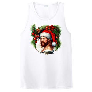 Christmas Jesus In Santa Hat Portrait Decorations PosiCharge Competitor Tank