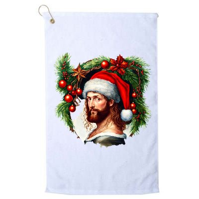 Christmas Jesus In Santa Hat Portrait Decorations Golf Towel