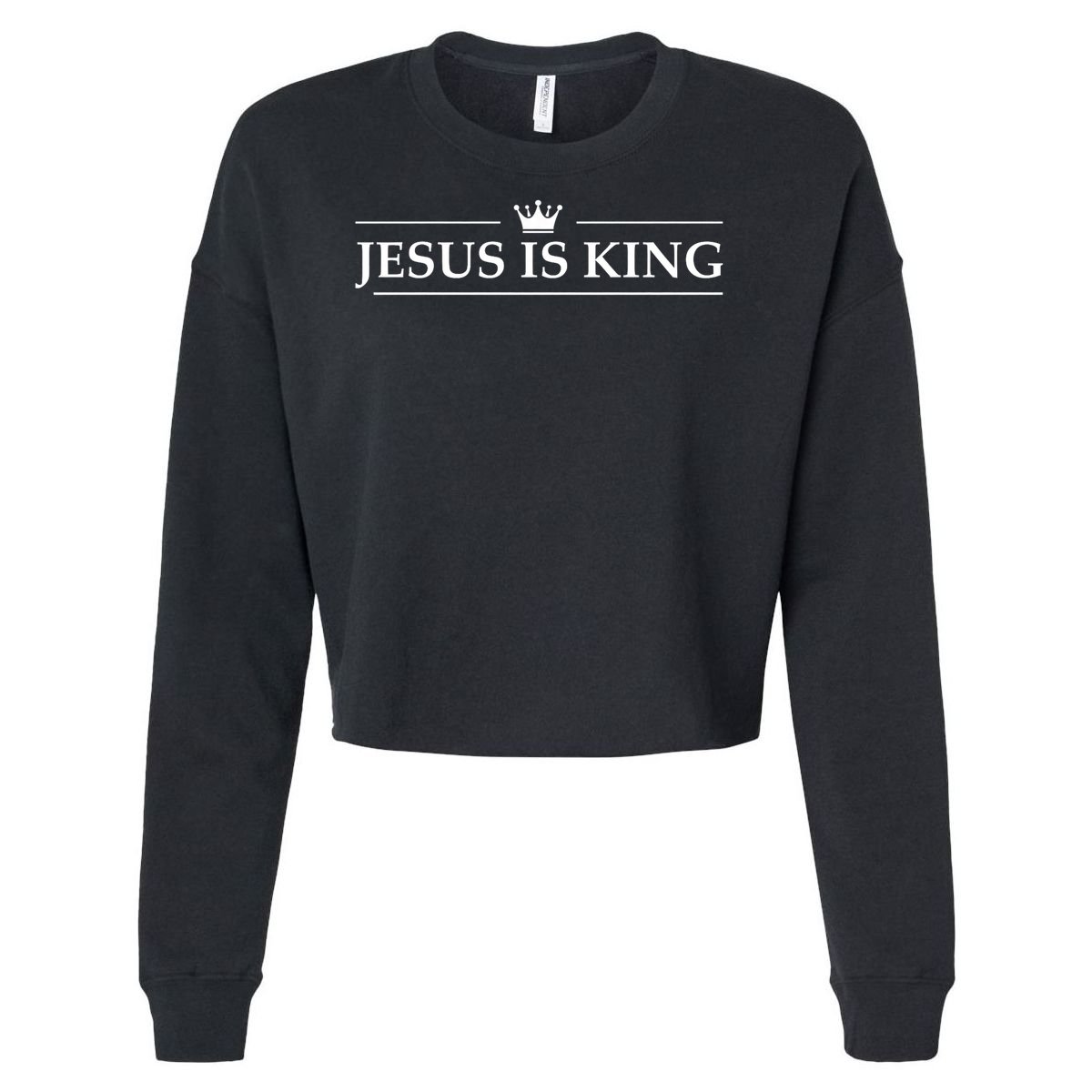 Christian Jesus is King Design Crown Cropped Pullover Crew