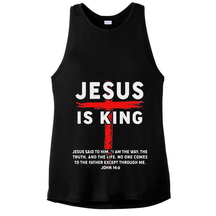 Christian Jesus Is King Women N Girl Blessed Dad God Ladies PosiCharge Tri-Blend Wicking Tank
