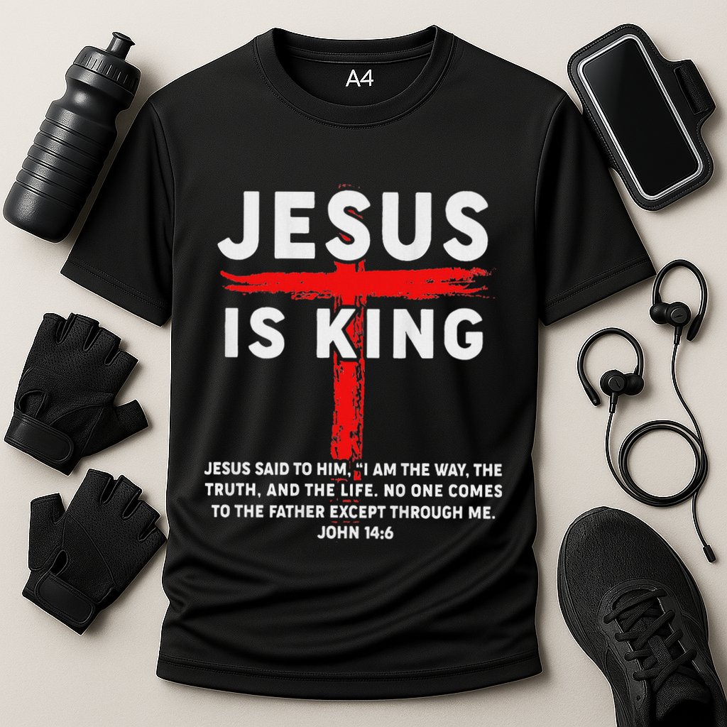 Christian Jesus Is King Women N Girl Blessed Dad God Cooling Performance Crew T-Shirt