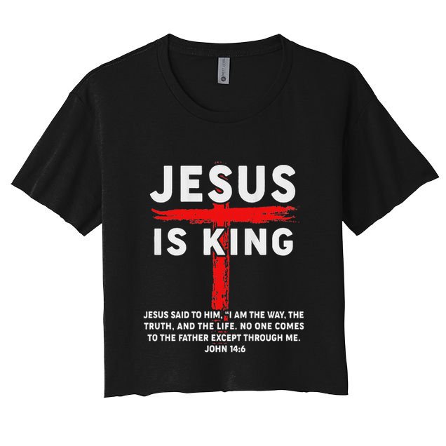 Christian Jesus Is King Women N Girl Blessed Dad God Crop Top
