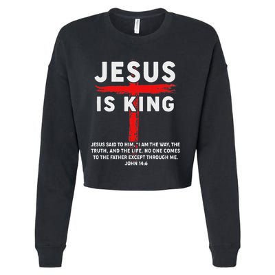 Christian Jesus Is King Women N Girl Blessed Dad God Cropped Pullover Crew