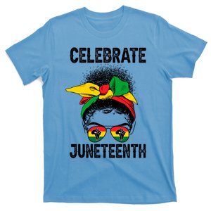 Celebrate Juneteenth Indepedence Messy Bun Black Pride Cool Gift T-Shirt