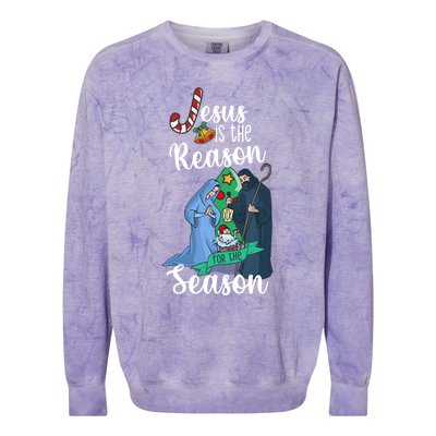 Christ Jesus Is The Reason For The Season T Sign Christmas Gift Colorblast Crewneck Sweatshirt