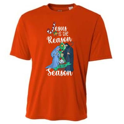 Christ Jesus Is The Reason For The Season T Sign Christmas Gift Cooling Performance Crew T-Shirt