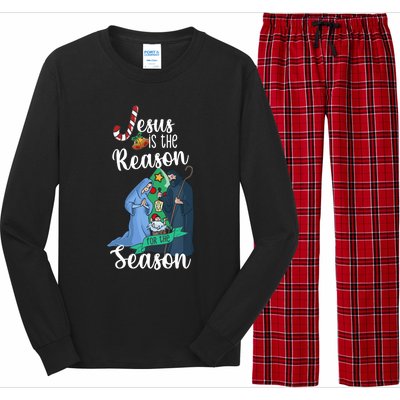 Christ Jesus Is The Reason For The Season T Sign Christmas Gift Long Sleeve Pajama Set