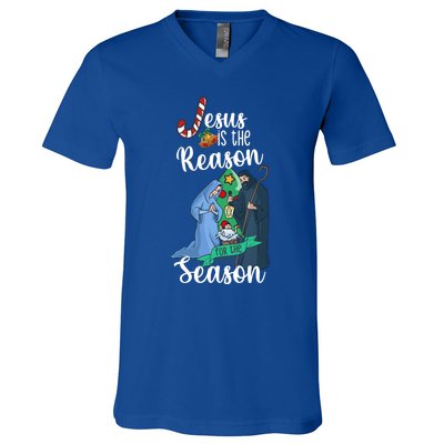 Christ Jesus Is The Reason For The Season T Sign Christmas Gift V-Neck T-Shirt