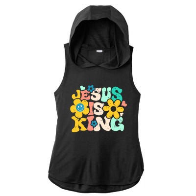 Christian Jesus Is King Aesthetic Groovy Ladies PosiCharge Tri-Blend Wicking Draft Hoodie Tank