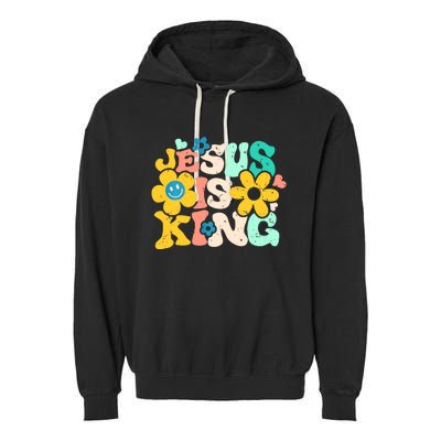 Christian Jesus Is King Aesthetic Groovy Garment-Dyed Fleece Hoodie