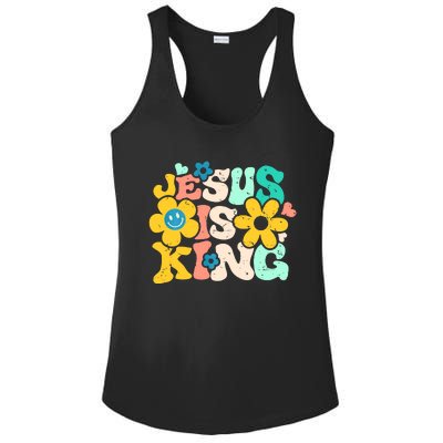 Christian Jesus Is King Aesthetic Groovy Ladies PosiCharge Competitor Racerback Tank