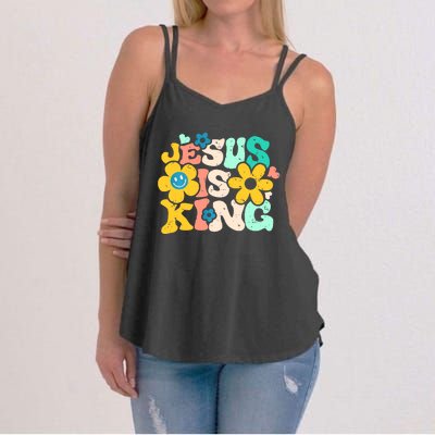 Christian Jesus Is King Aesthetic Groovy Women's Strappy Tank