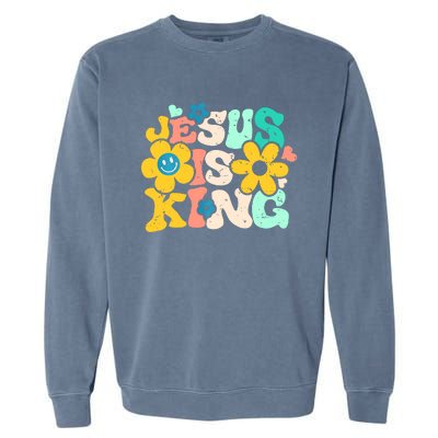 Christian Jesus Is King Aesthetic Groovy Garment-Dyed Sweatshirt