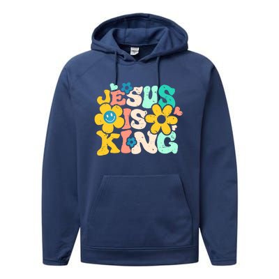 Christian Jesus Is King Aesthetic Groovy Performance Fleece Hoodie