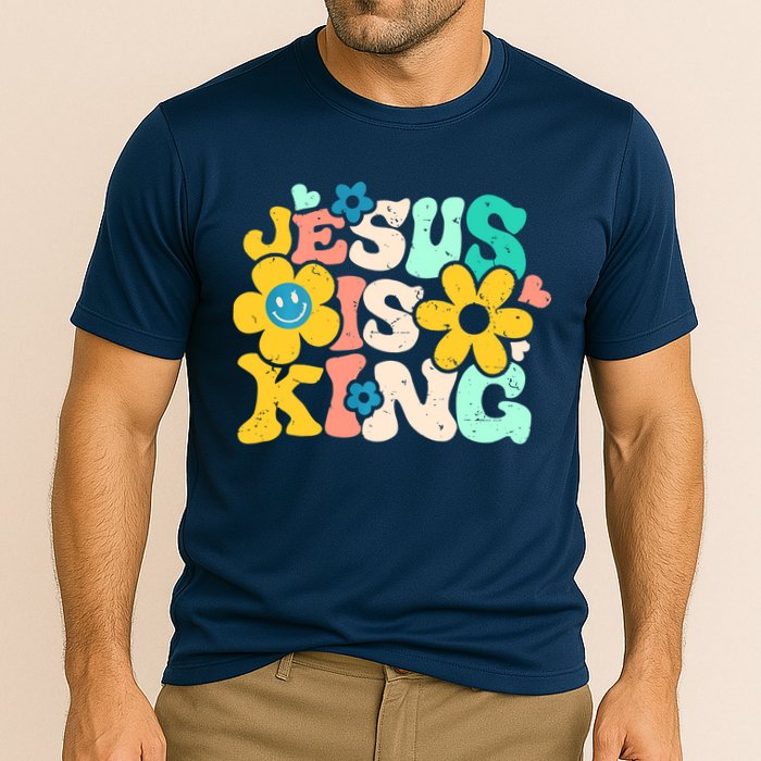 Christian Jesus Is King Aesthetic Groovy Cooling Performance Crew T-Shirt