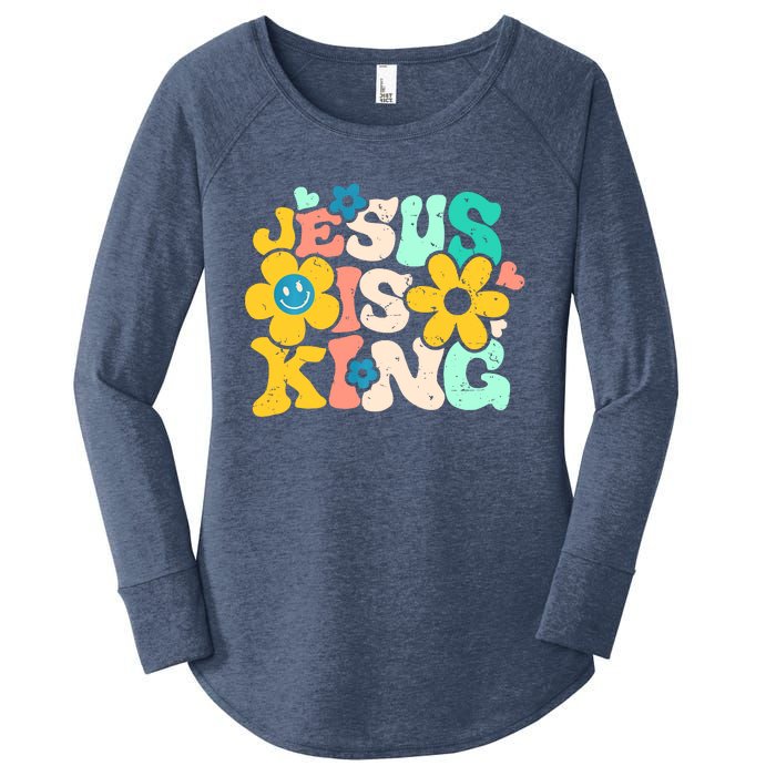 Christian Jesus Is King Aesthetic Groovy Women's Perfect Tri Tunic Long Sleeve Shirt