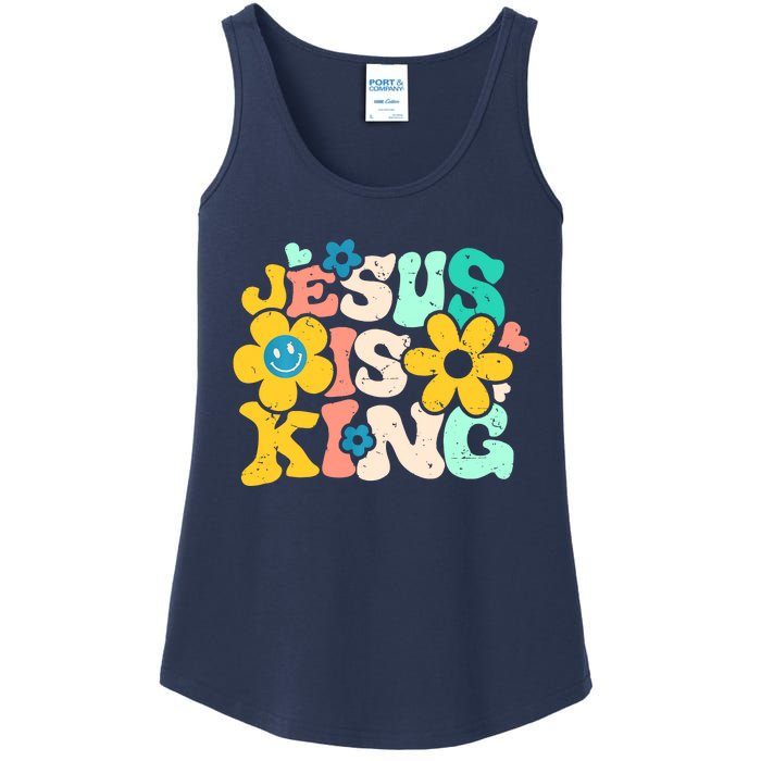 Christian Jesus Is King Aesthetic Groovy Ladies Essential Tank