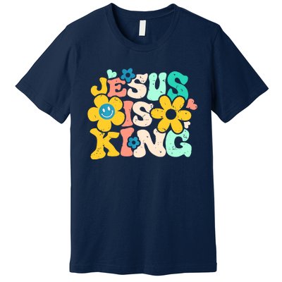 Christian Jesus Is King Aesthetic Groovy Premium T-Shirt