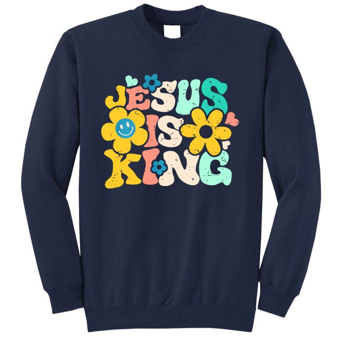 Christian Jesus Is King Aesthetic Groovy Tall Sweatshirt