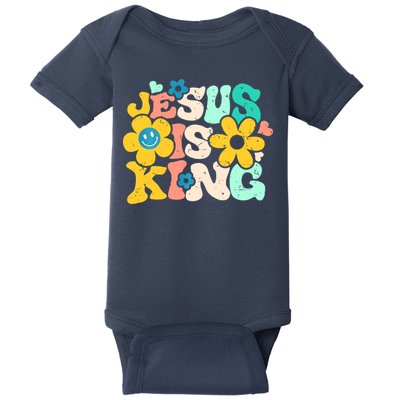 Christian Jesus Is King Aesthetic Groovy Baby Bodysuit