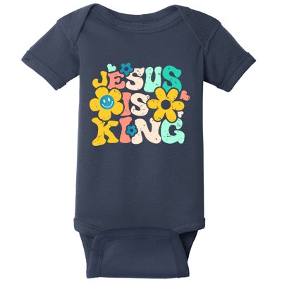 Christian Jesus Is King Aesthetic Groovy Baby Bodysuit