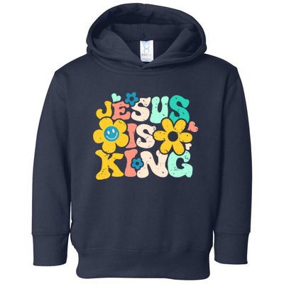 Christian Jesus Is King Aesthetic Groovy Toddler Hoodie