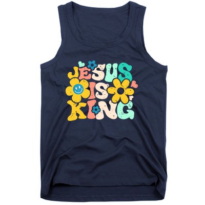 Christian Jesus Is King Aesthetic Groovy Tank Top