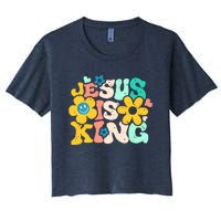 Christian Jesus Is King Aesthetic Groovy Women's Crop Top Tee