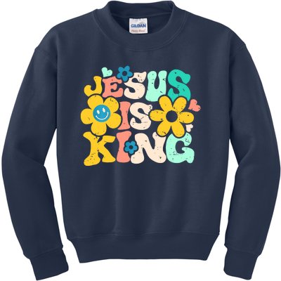 Christian Jesus Is King Aesthetic Groovy Kids Sweatshirt