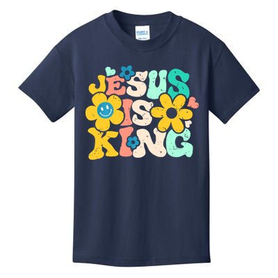 Christian Jesus Is King Aesthetic Groovy Kids T-Shirt
