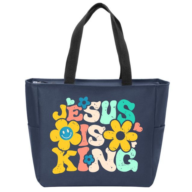 Christian Jesus Is King Aesthetic Groovy Zip Tote Bag