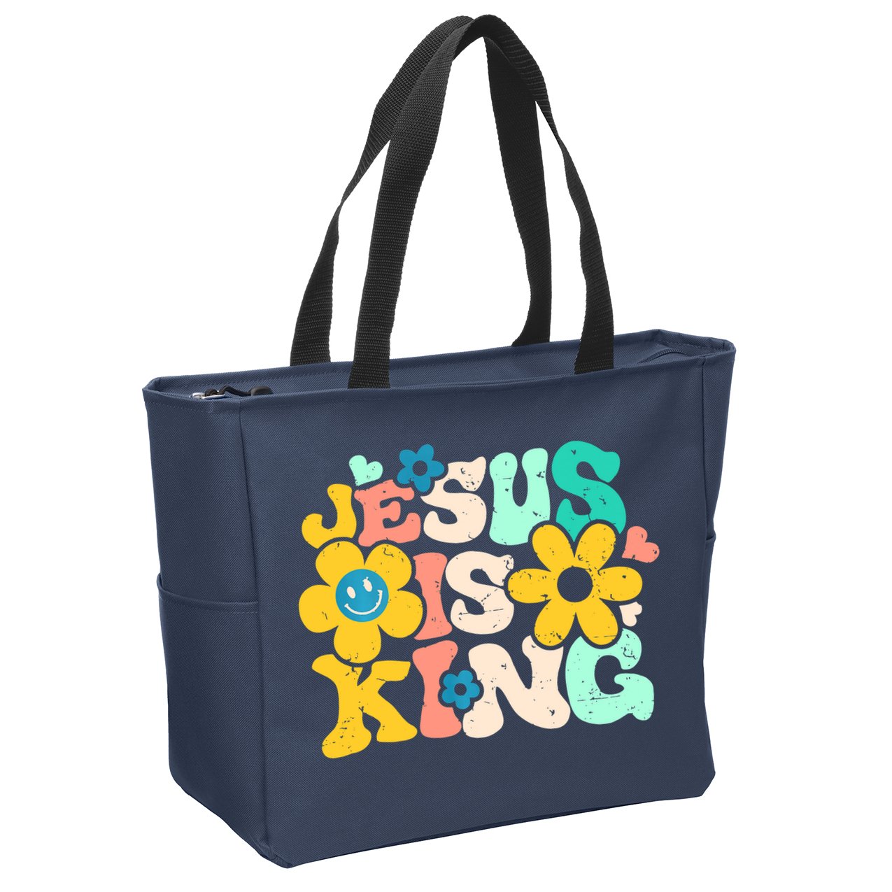 Christian Jesus Is King Aesthetic Groovy Zip Tote Bag