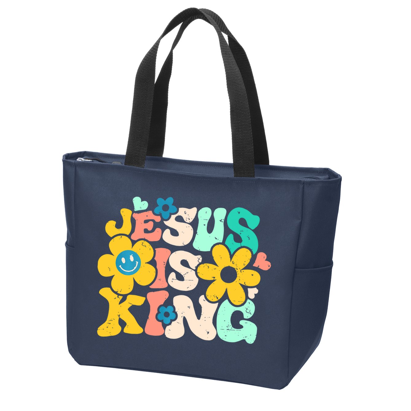 Christian Jesus Is King Aesthetic Groovy Zip Tote Bag