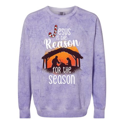 Christ Jesus Is The Reason For The Season T Sign Christmas Gift Colorblast Crewneck Sweatshirt