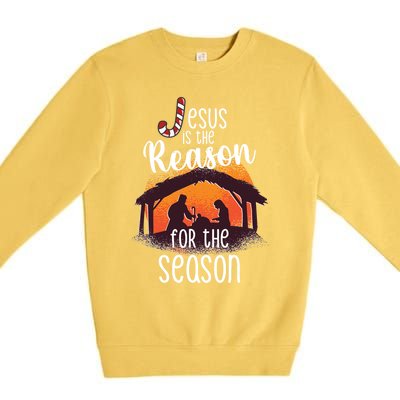 Christ Jesus Is The Reason For The Season T Sign Christmas Gift Premium Crewneck Sweatshirt