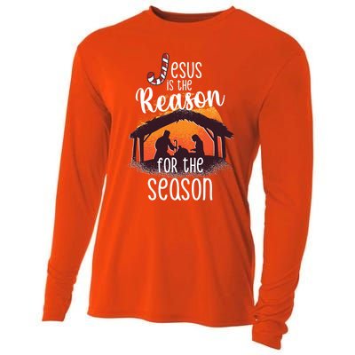 Christ Jesus Is The Reason For The Season T Sign Christmas Gift Cooling Performance Long Sleeve Crew