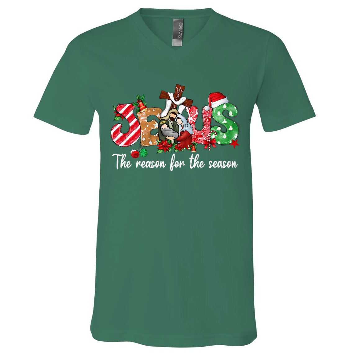 Christmas Jesus Is The Reason For The Season Jesus Pajamas V-Neck T-Shirt