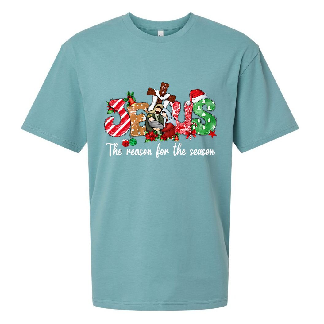 Christmas Jesus Is The Reason For The Season Jesus Pajamas Sueded Cloud Jersey T-Shirt