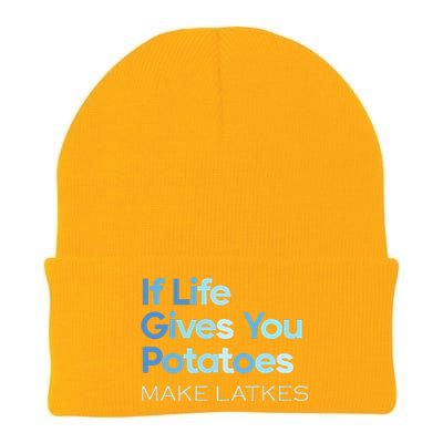 Chanukah Jewish If Life Gives You Potatoes Make Latkes Knit Cap Winter Beanie