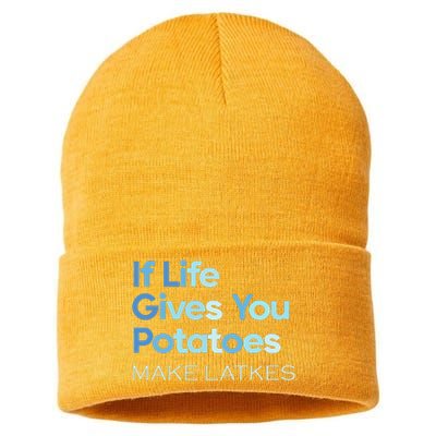 Chanukah Jewish If Life Gives You Potatoes Make Latkes Sustainable Knit Beanie