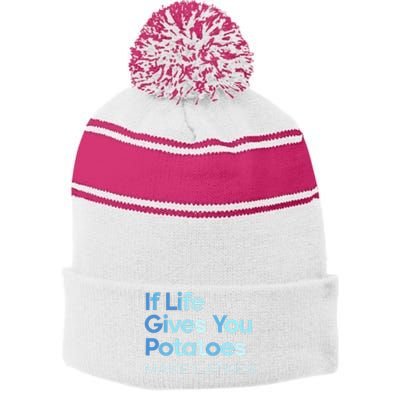 Chanukah Jewish If Life Gives You Potatoes Make Latkes Stripe Pom Pom Beanie