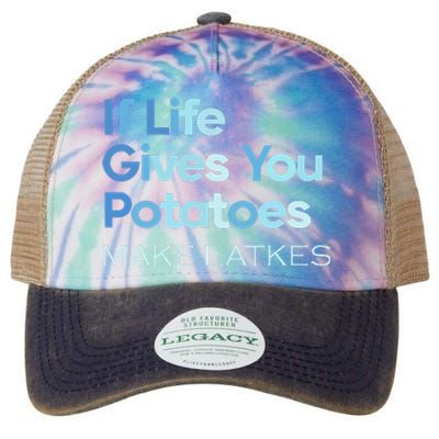 Chanukah Jewish If Life Gives You Potatoes Make Latkes Legacy Tie Dye Trucker Hat