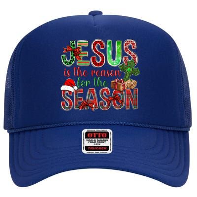 Christmas Jesus Is The Reason For The Season Jesus Pajamas Swea High Crown Mesh Back Trucker Hat